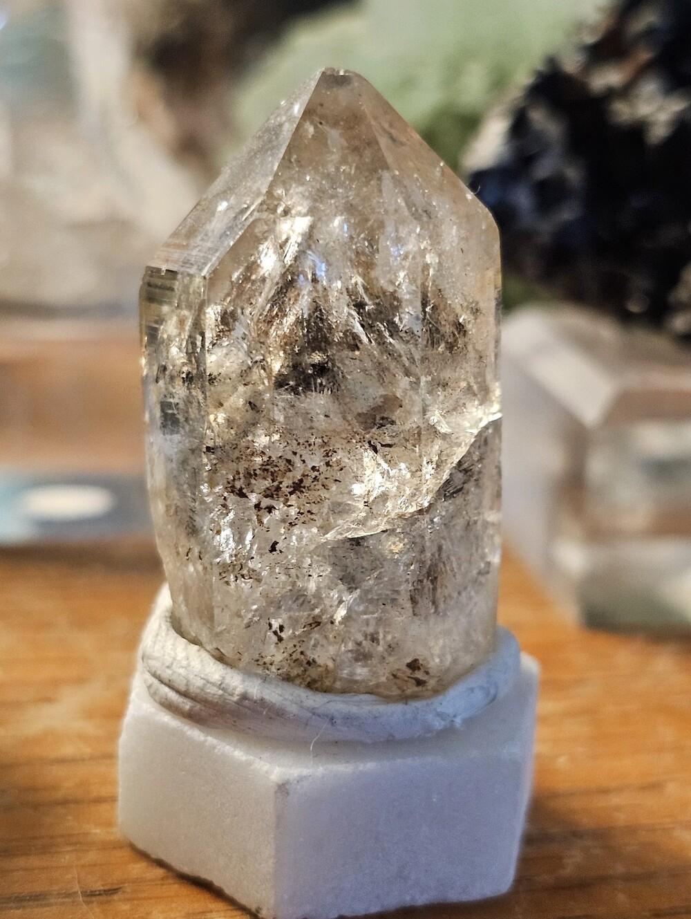 Graphite Included Quartz Mineral Specimen Label -
